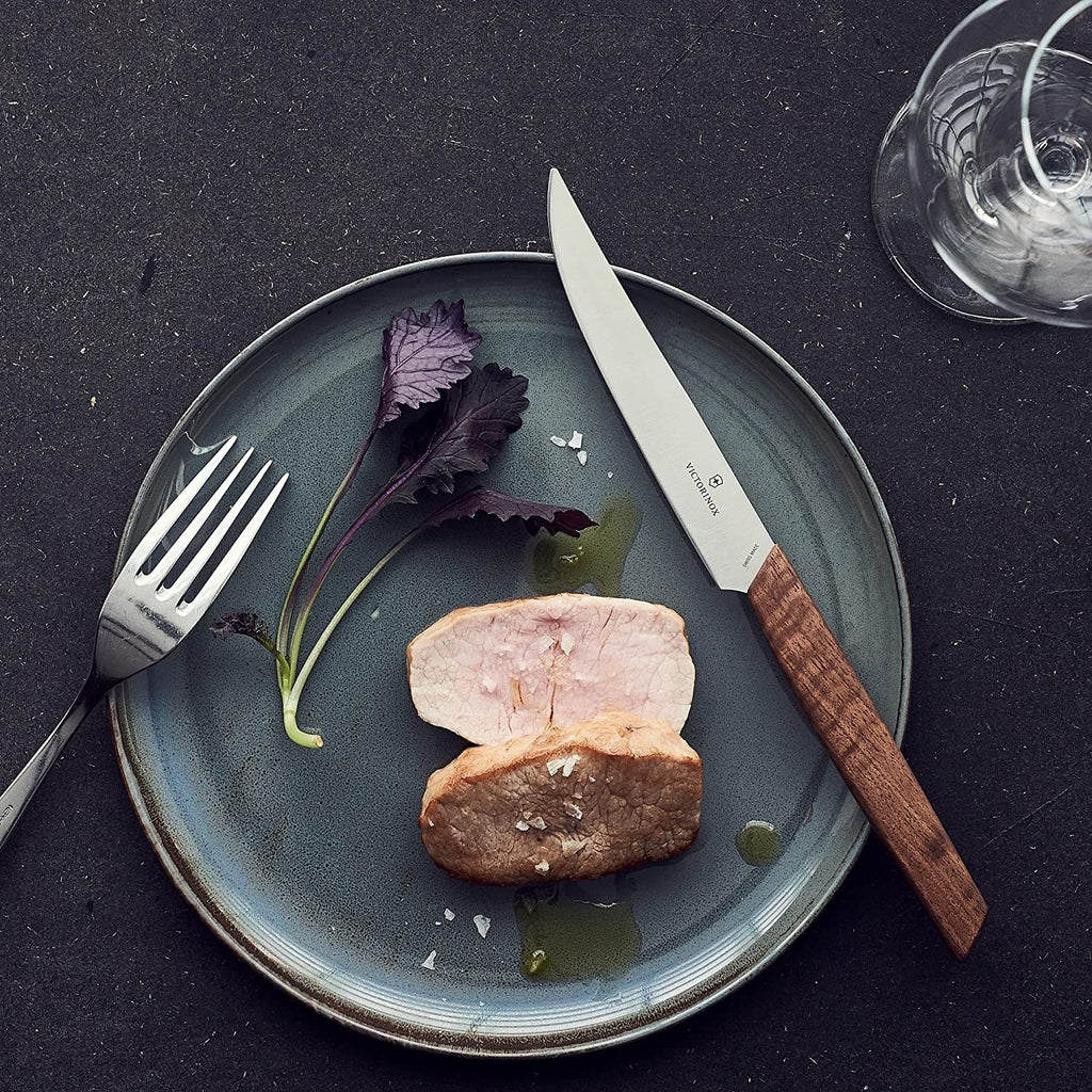 2-Piece Victorinox 5" Steak Knife Set, Walnut Wood, Ergonomic Design