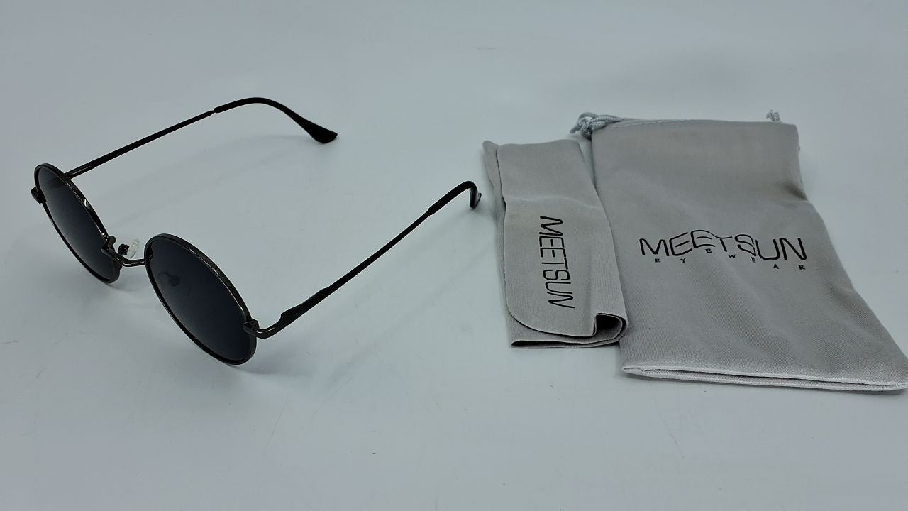 Small Round Polarized Sunglasses Grey Retro Vintage Circle Style
