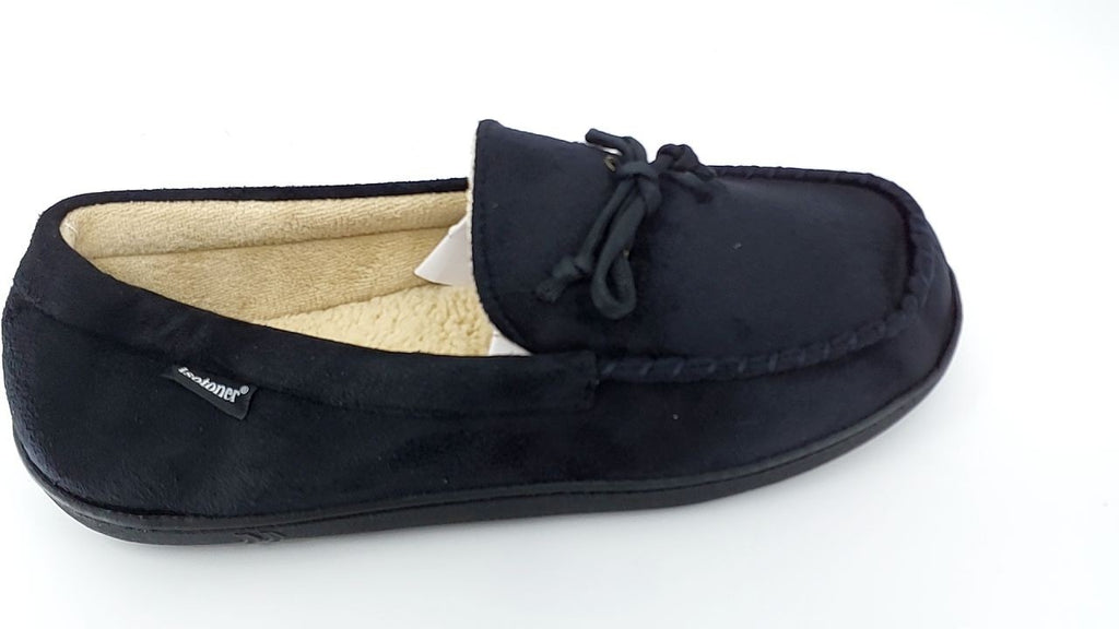 Indoor/Outdoor Black Moccasin Slippers, Memory Foam, Arch Support, Size 11-12