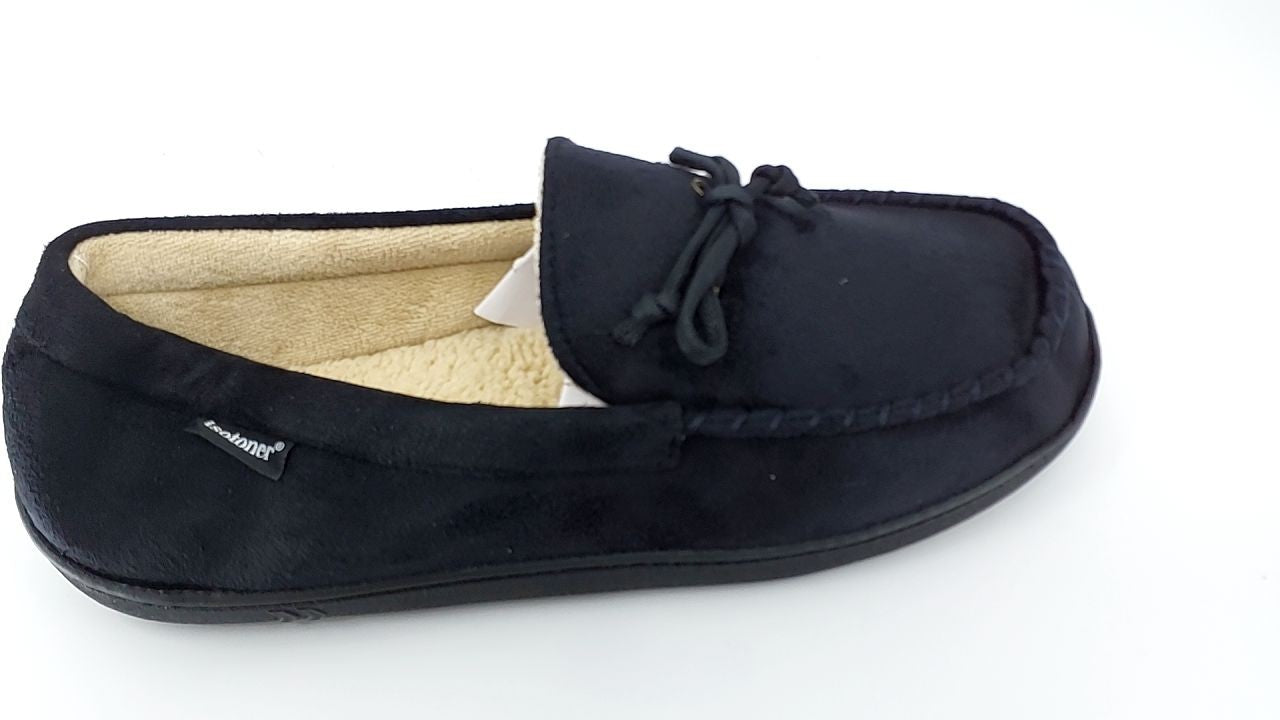 Indoor/Outdoor Black Moccasin Slippers, Memory Foam, Arch Support, Size 11-12