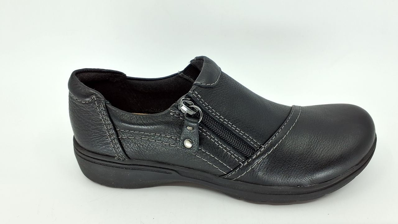 Clarks Women's Carleigh Ray Oxford, Black Leather, 7 Narrow