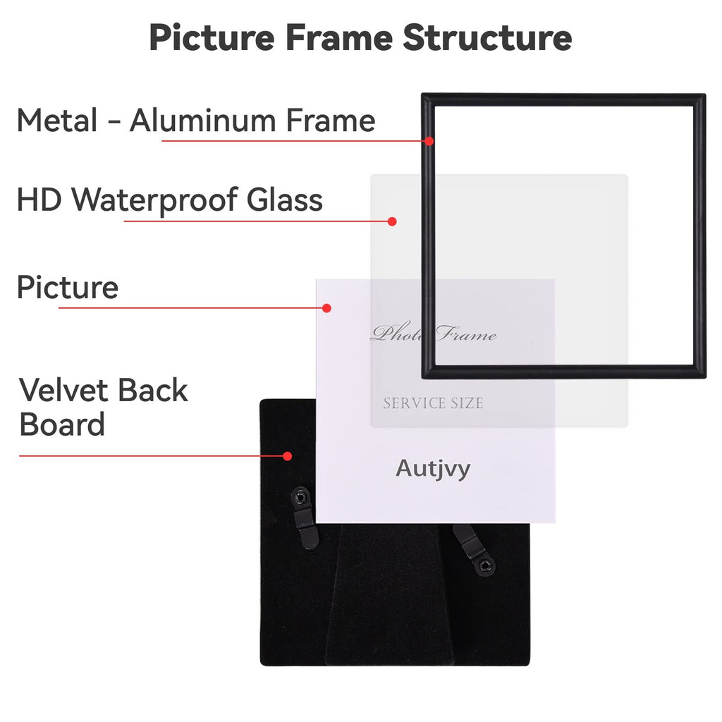 Matte Black 4x4 Picture Frame Set, Thin Aluminum Metal w/ Glass (2 Pack)