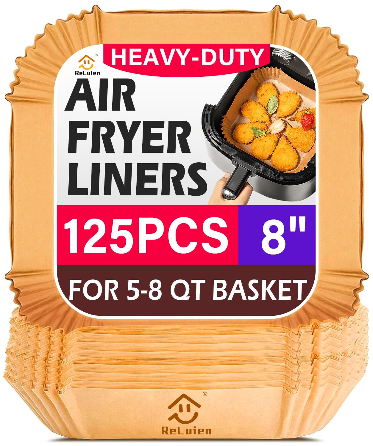 Disposable Air Fryer Liners, 125Pcs Unbleached 8 Inch Parchment Paper