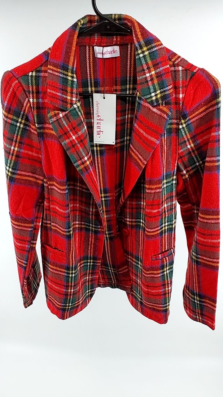 Plaid Single-Button Blazer