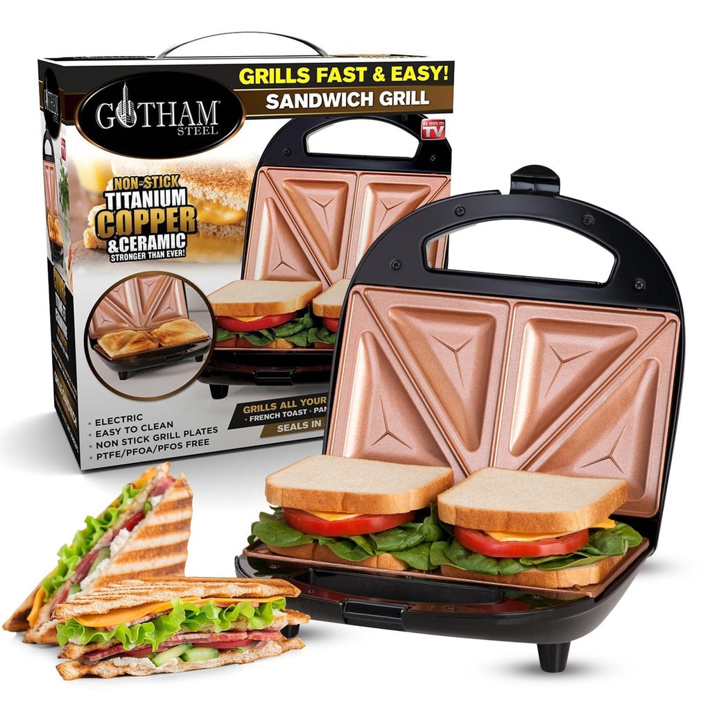 Gotham Steel Nonstick Sandwich Press, 2 Sandwich Capacity, Indicator Light