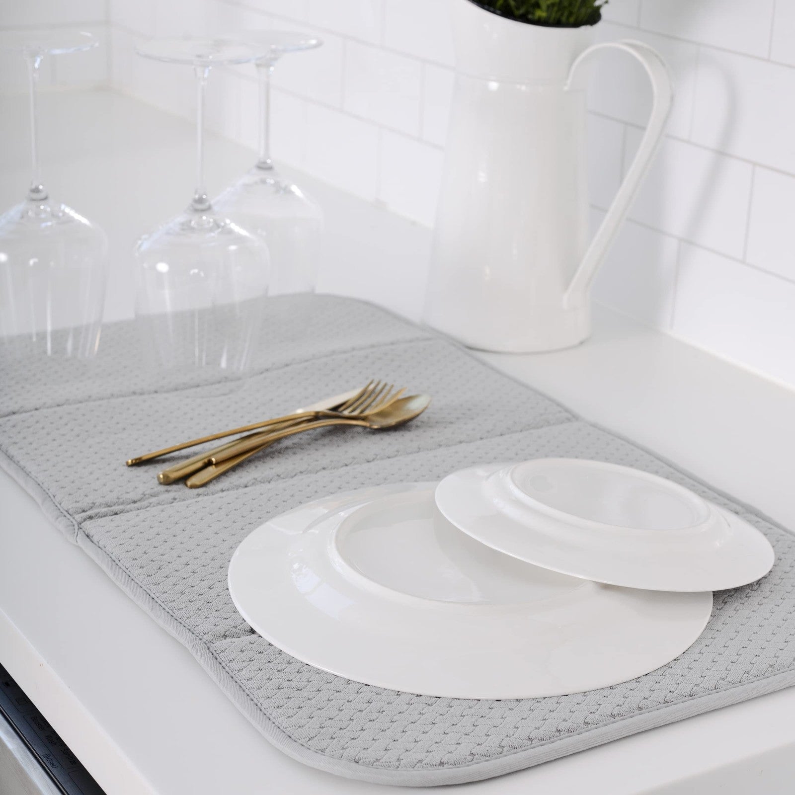 Ultra-Absorbent All-Clad Dish Drying Mat, 16" x 28", Titanium