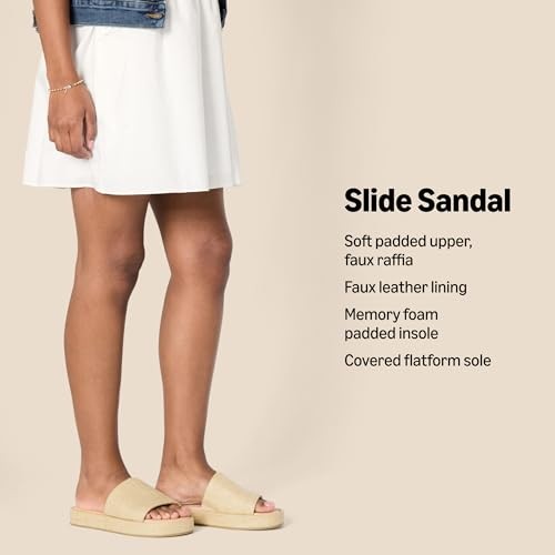 Amazon Essentials Women's Slide Flatform Sandal, White, 13