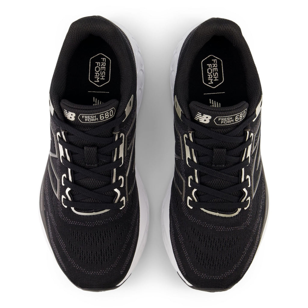 New Balance Women's 680 V8 Running Shoes, 8.5W, Black/Light Gold Metallic