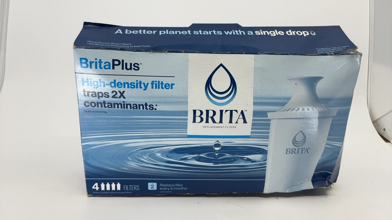Brita Plus Replacement Water Filter, 4 Count, Reduces Chlorine & More