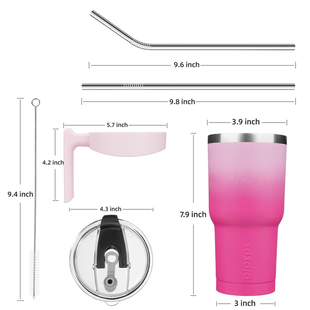 30oz Stainless Steel Tumbler w/ Handle, Cherry Blossom, Insulated Cup