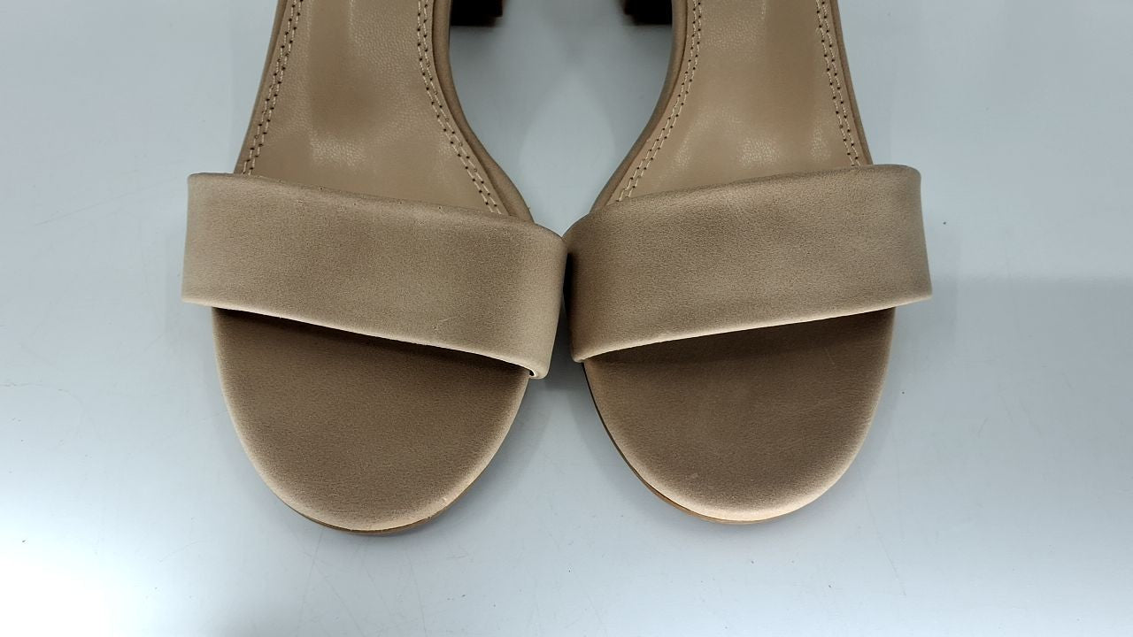 Shoe Land SL-Romina Low Block Heels, Size 6, Nude Nubuck, Slingback
