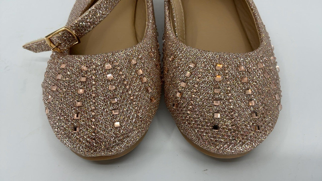 GINFIVE Toddler Girls Ballerina Flats Size 11 Champagne Mary Janes