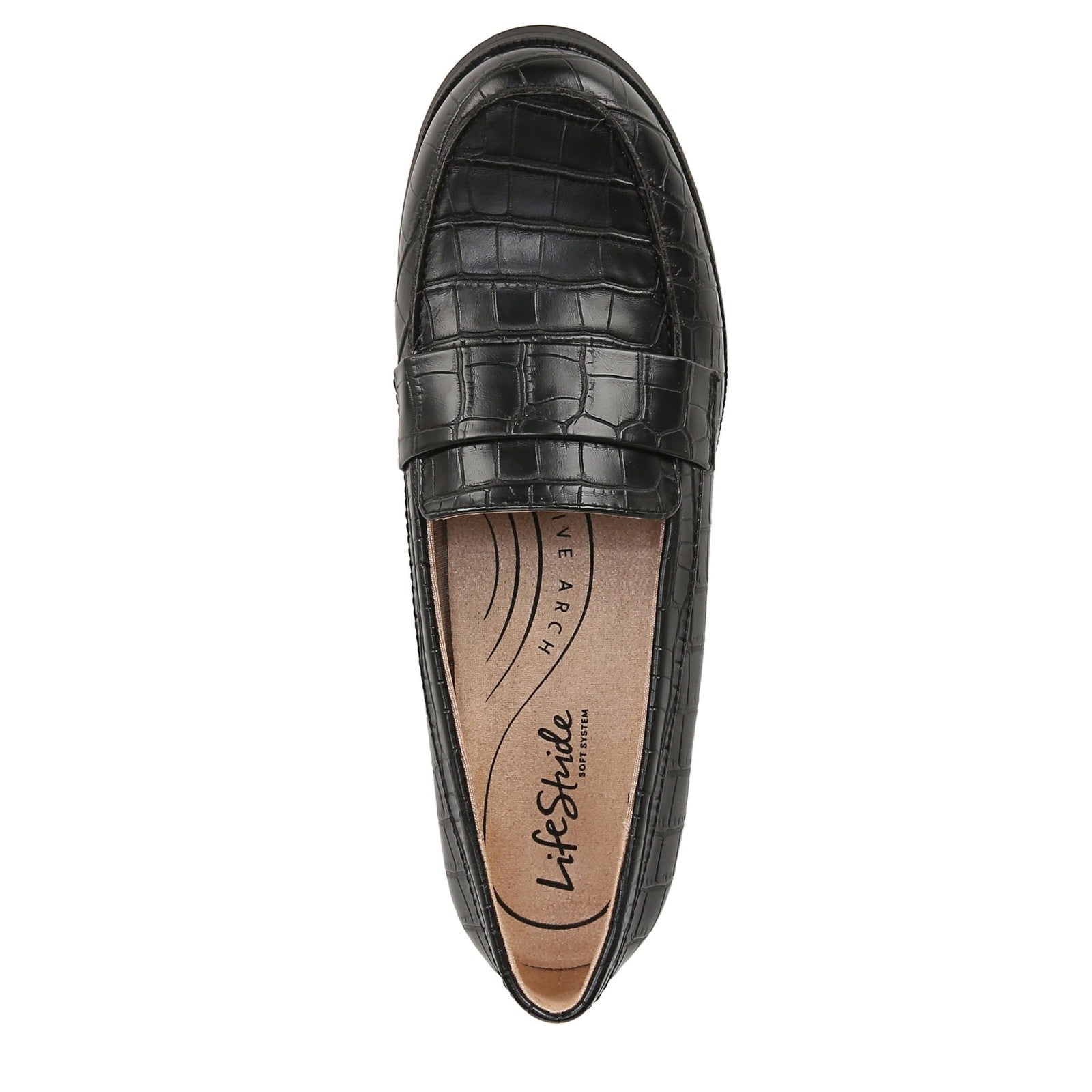 LifeStride Womens Sonoma 2 Slip On Loafers Black Croco 7.5 M