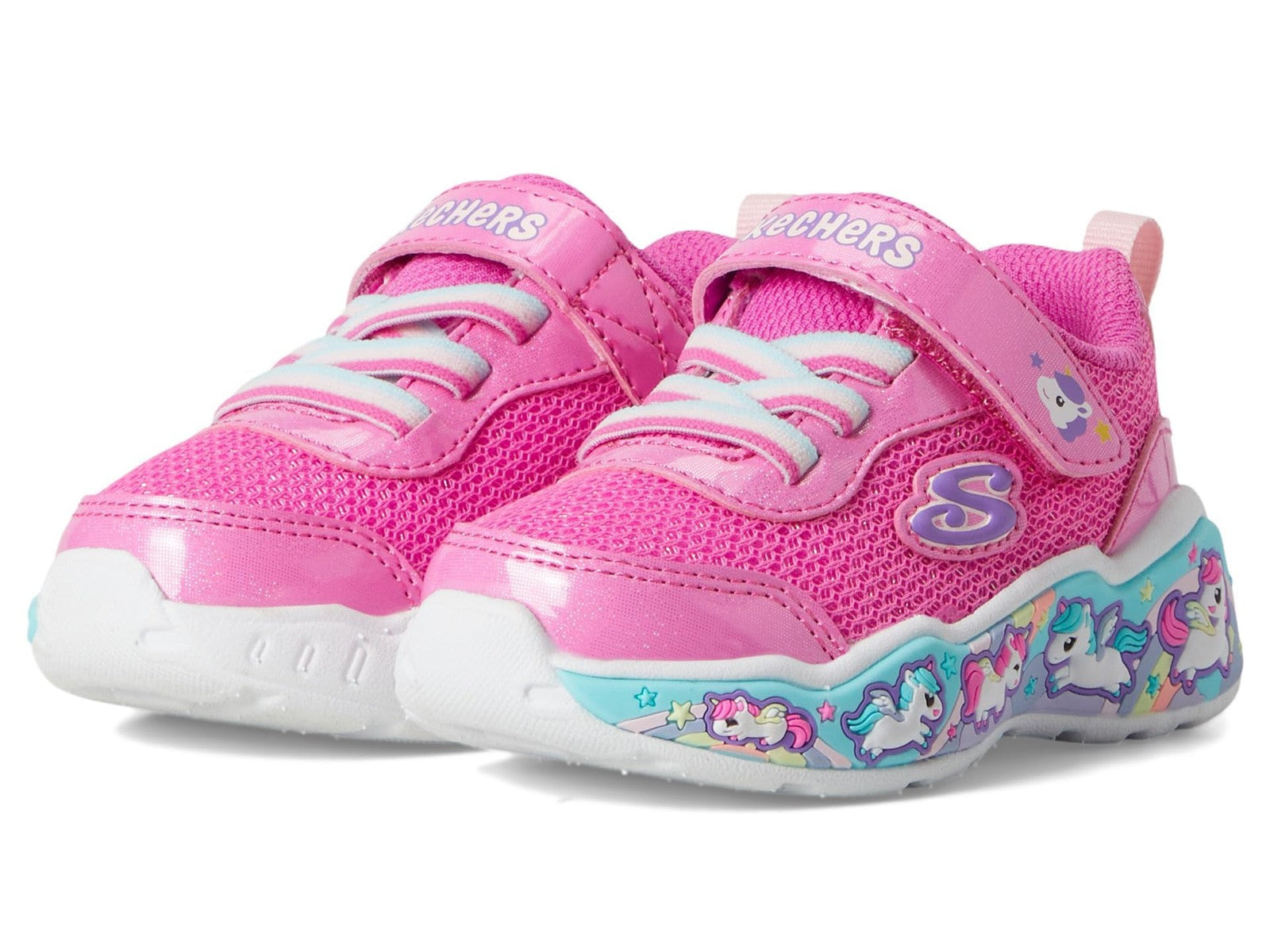 SKECHERS Girls Play Scene-Fun Squad Sneaker, Pink/Multi, 9 Toddler