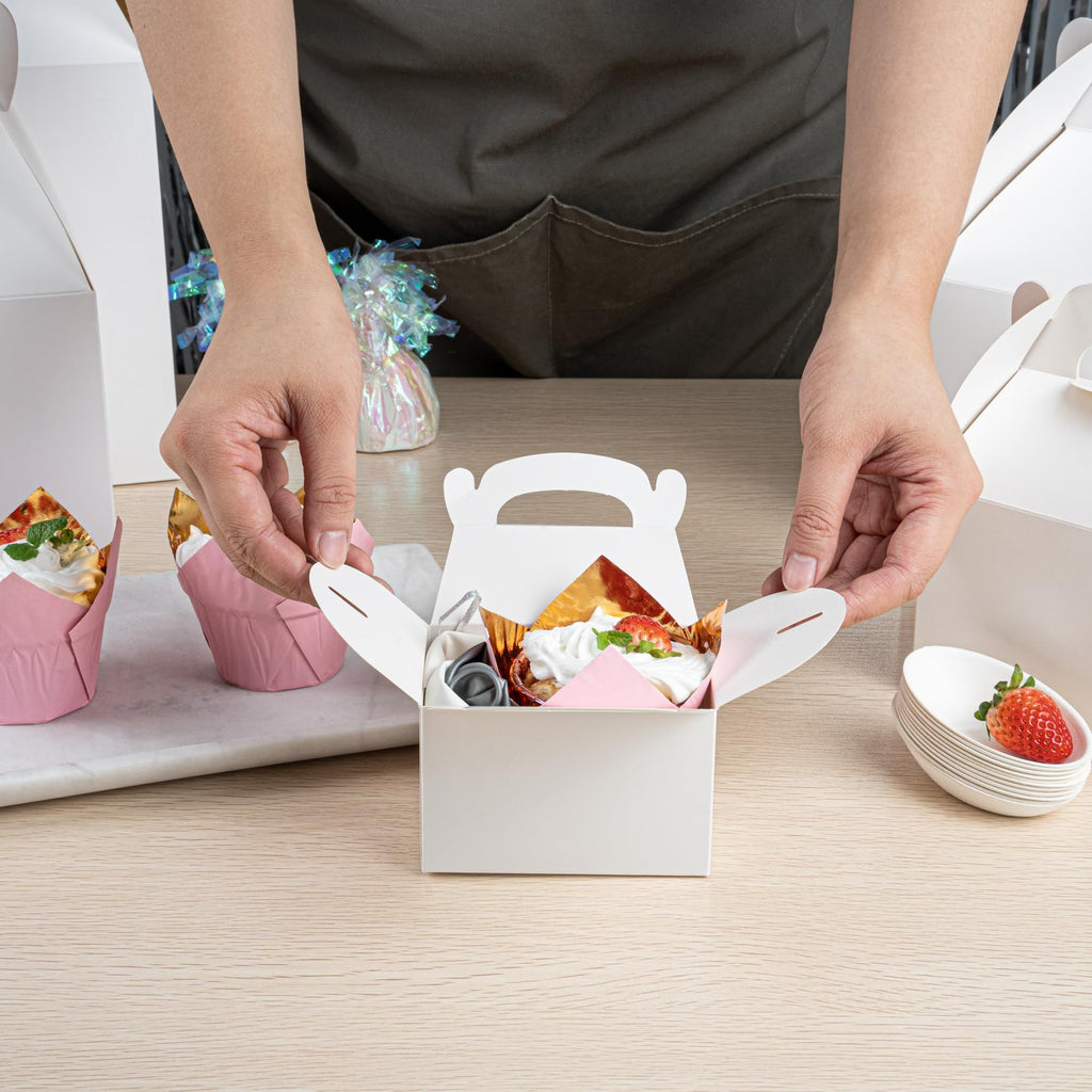 Greaseproof White Gable Boxes 4x2.5x2.5in - 25 Count Party Favors