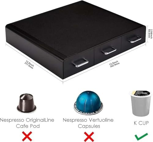 Amazon Basics Coffee Pod Storage Drawer for K-Cup Pods, 36 Pod Capacity, Black