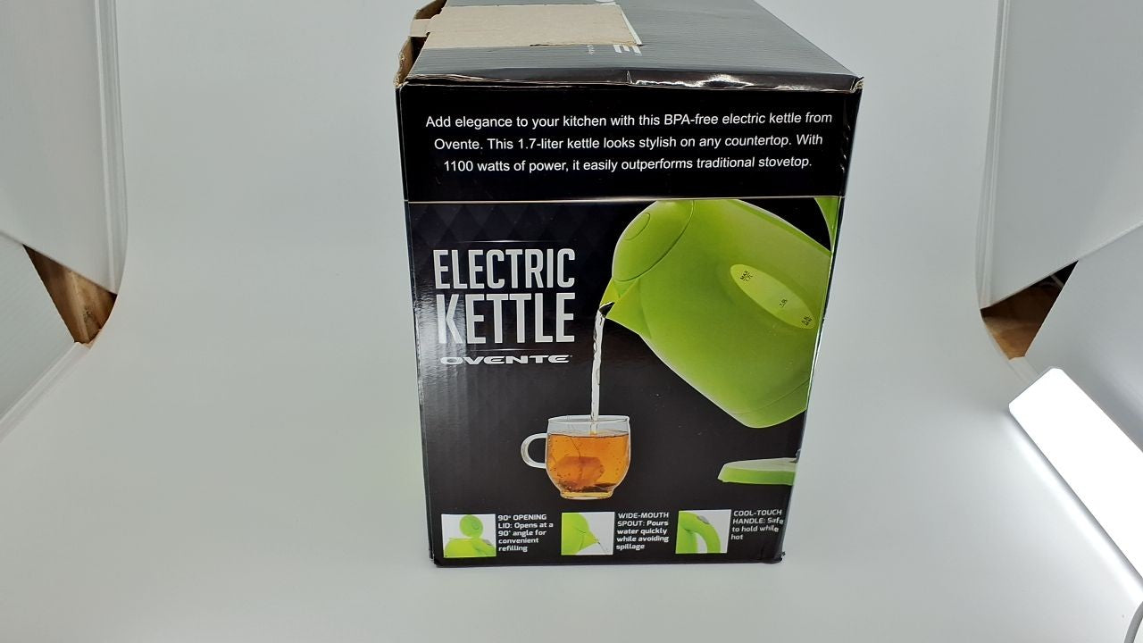 OVENTE 1.7L Electric Kettle Green, BPA-Free, Auto Shut-Off, Removable Filter