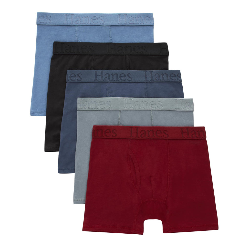 Hanes Boys' Boxer Briefs, Large, SuperSoft, 5-Pack Assorted Colors