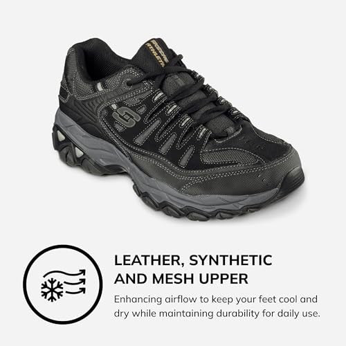 Men's Afterburn M. Fit Fashion Sneakers, Leather, 9 X-Wide, Black/Charcoal