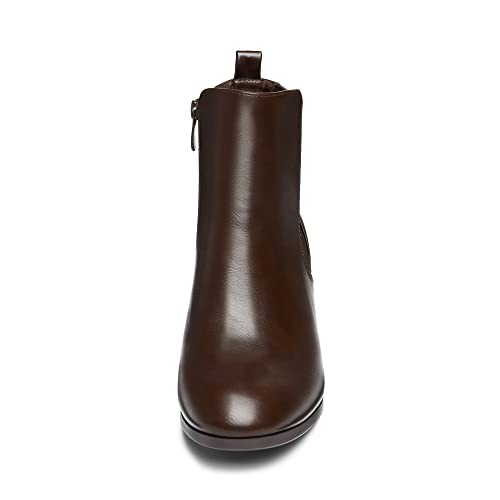 DREAM PAIRS Women's DAB212 Elastic Gore Chelsea Boots,Brown/PU,Size 8.5
