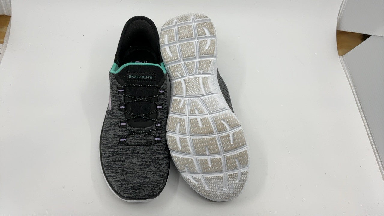 Skechers Summits Hands-Free Sneakers, Memory Foam, Size 7, Black/Turquiose