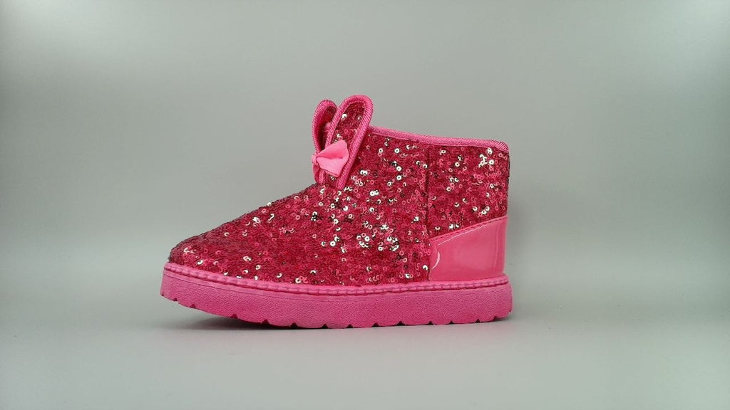 DADAWEN Boy's Girl's Warm Winter Sequin Waterpoof Snow Boots, 1.5M Little Kid