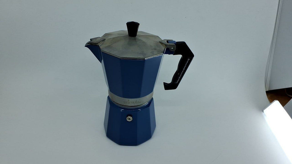 6-Cup Stovetop Espresso Maker, Primula Moka Pot, Blue Aluminum
