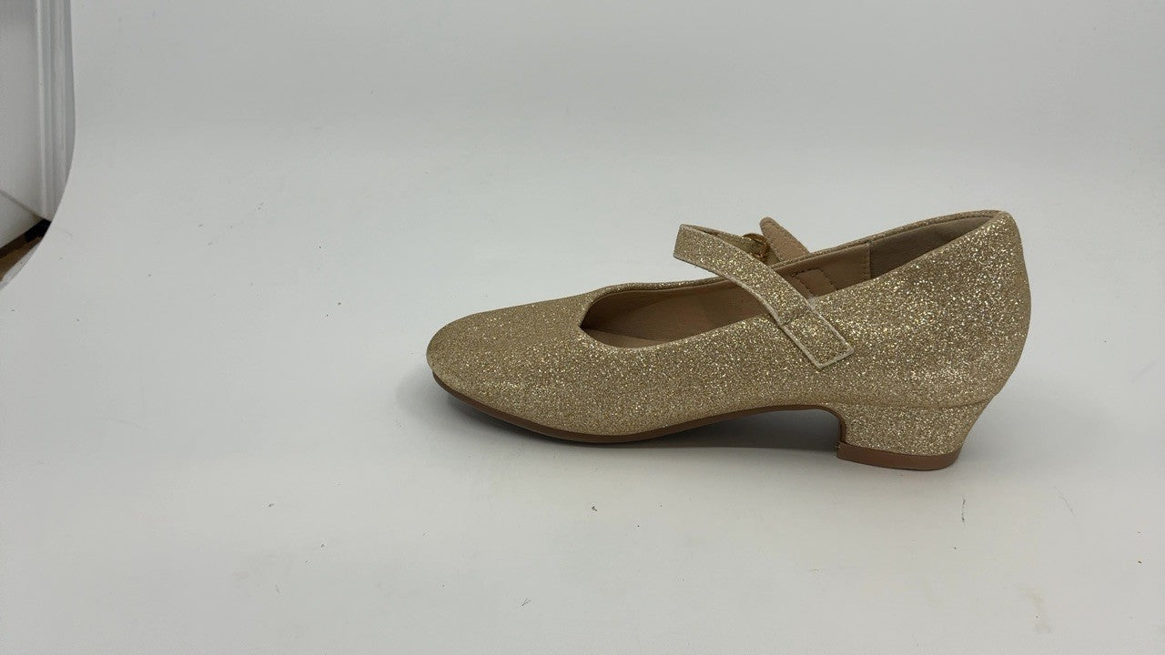 PANDANINJIA Gold Glitter Toddler Dress Shoes 13 M Chunky Heels