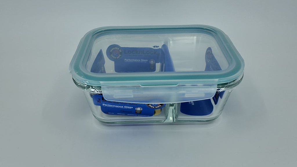 25 Oz Clear Glass Food Storage Container w/ Divider - Lock & Lock