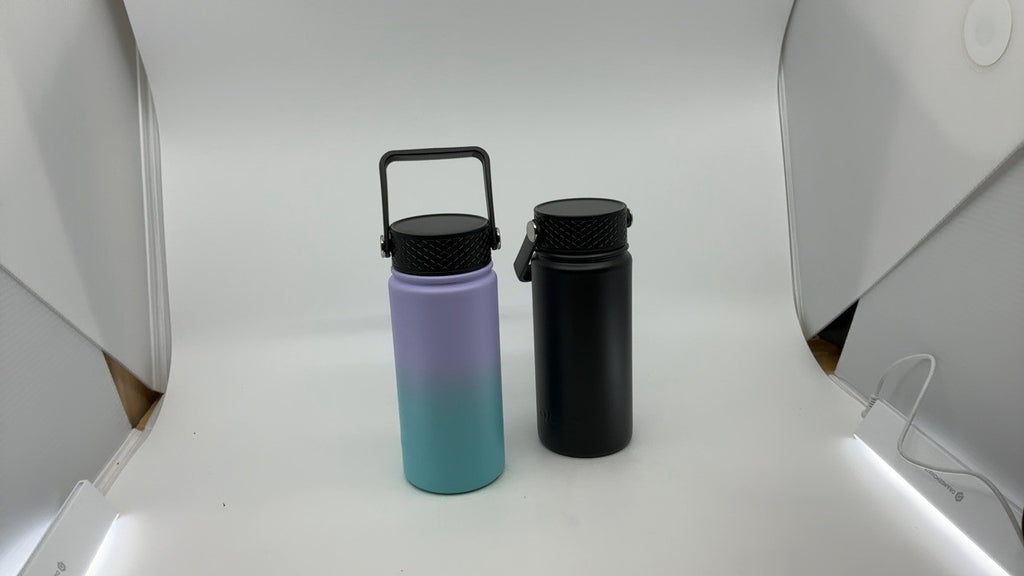 Insulated 18oz Water Bottles, 2 Pack w/ Straw Lids, BPA Free, Army Green