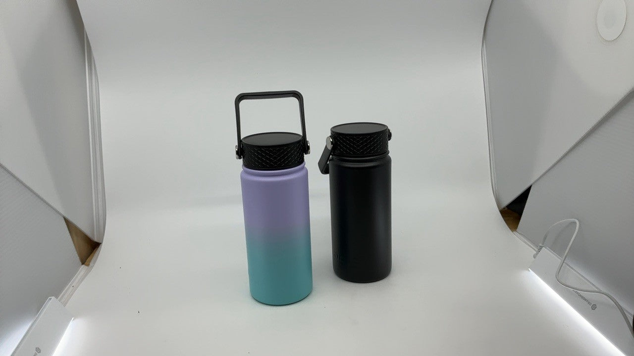 Insulated 18oz Water Bottles, 2 Pack w/ Straw Lids, BPA Free, Army Green