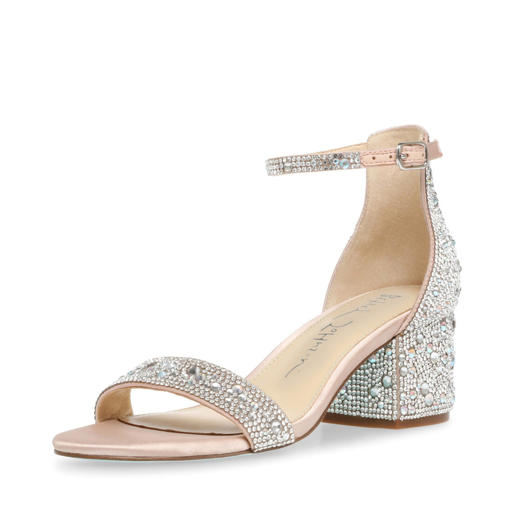 Betsey Johnson Blue Women's Mari Heeled Sandal, Champagne, 12 M US