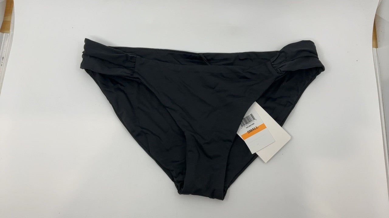 Women's Black Bikini Bottom, BECCA American Tab, Cheeky Coverage, Small