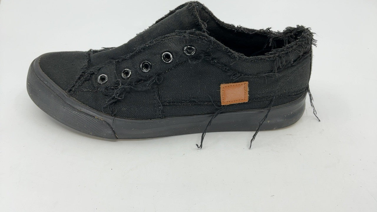 Slip-On Canvas Sneakers for Women, Size 8, Black, Fashionable Design