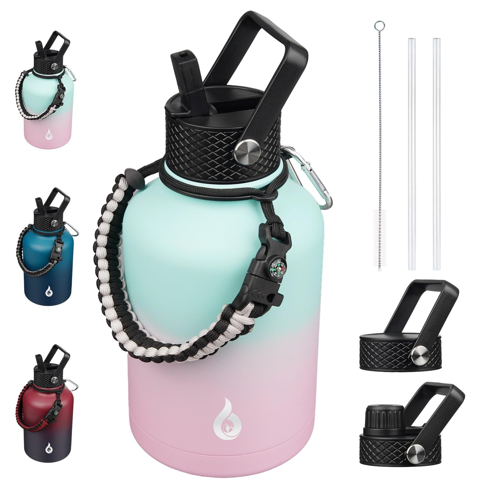 Stainless Steel 50oz Water Bottle w/ Straw Lid, Insulated, Marshmallow
