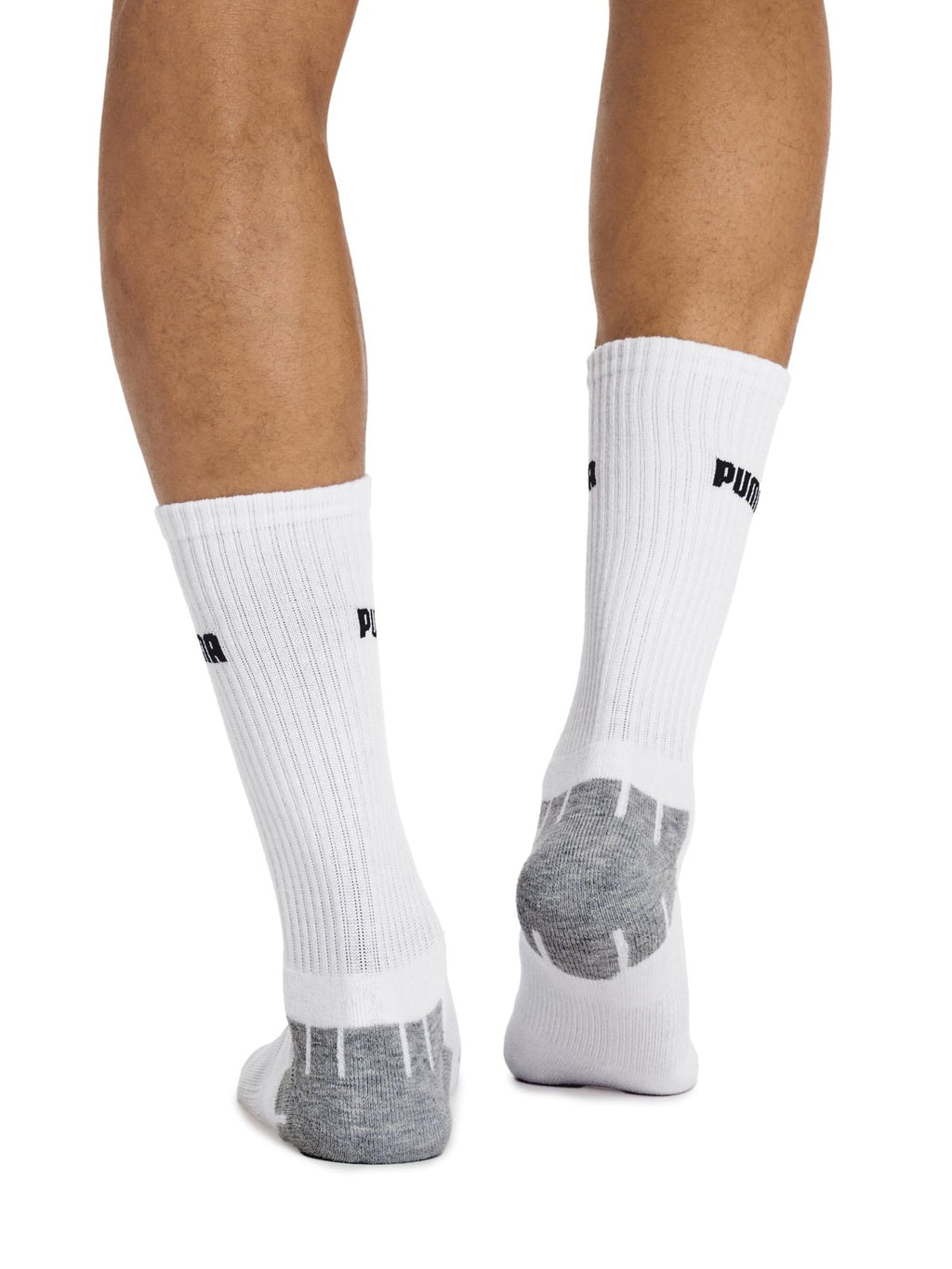 PUMA mens 6 Pack Crew running socks, White/Grey, 13-Oct US