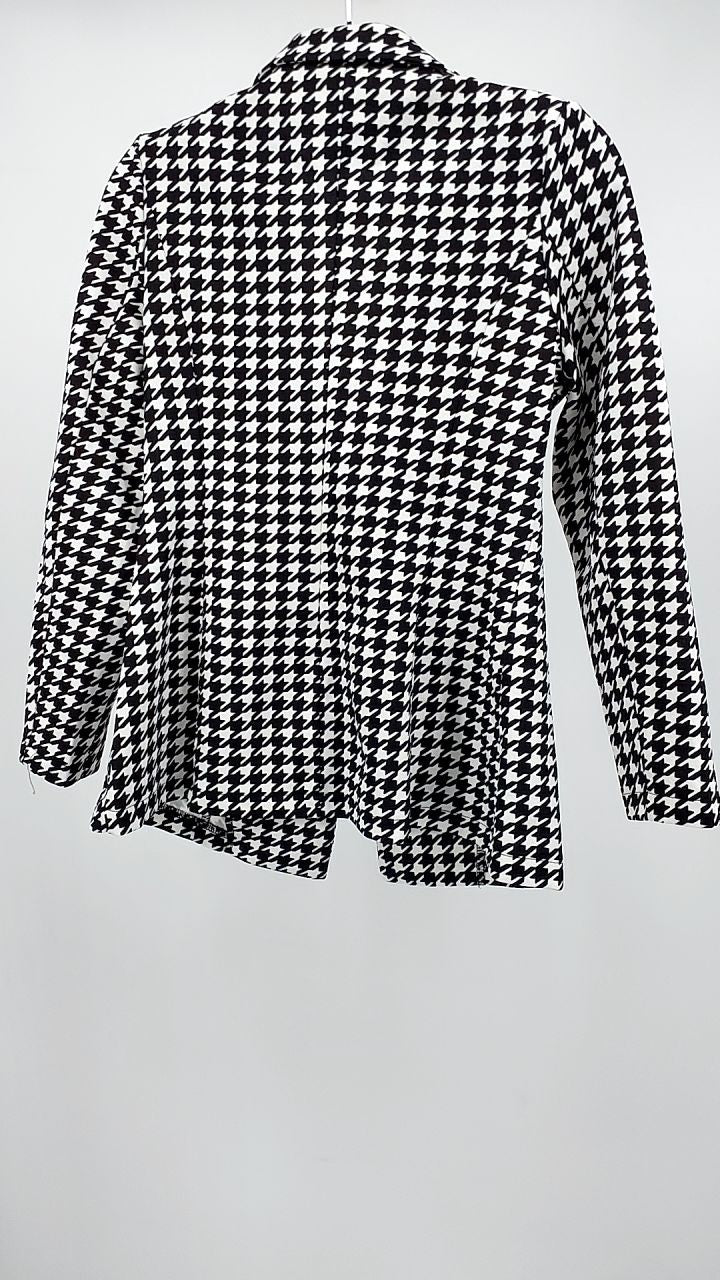 Houndstooth Print Lapel Collar Blazer