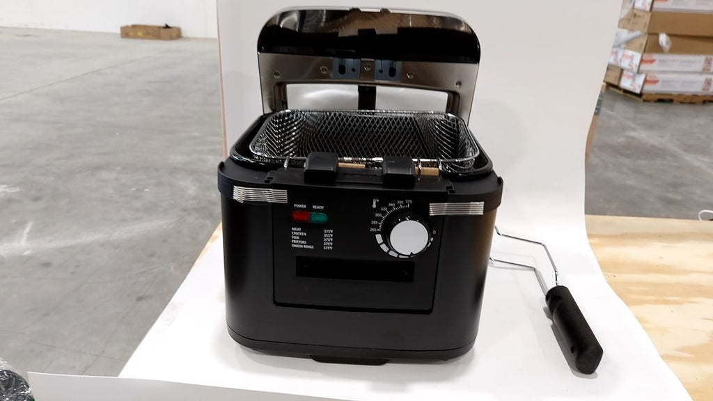 Mainstays 4L Electric Deep Fryer, Matte Black, Stainless Lid