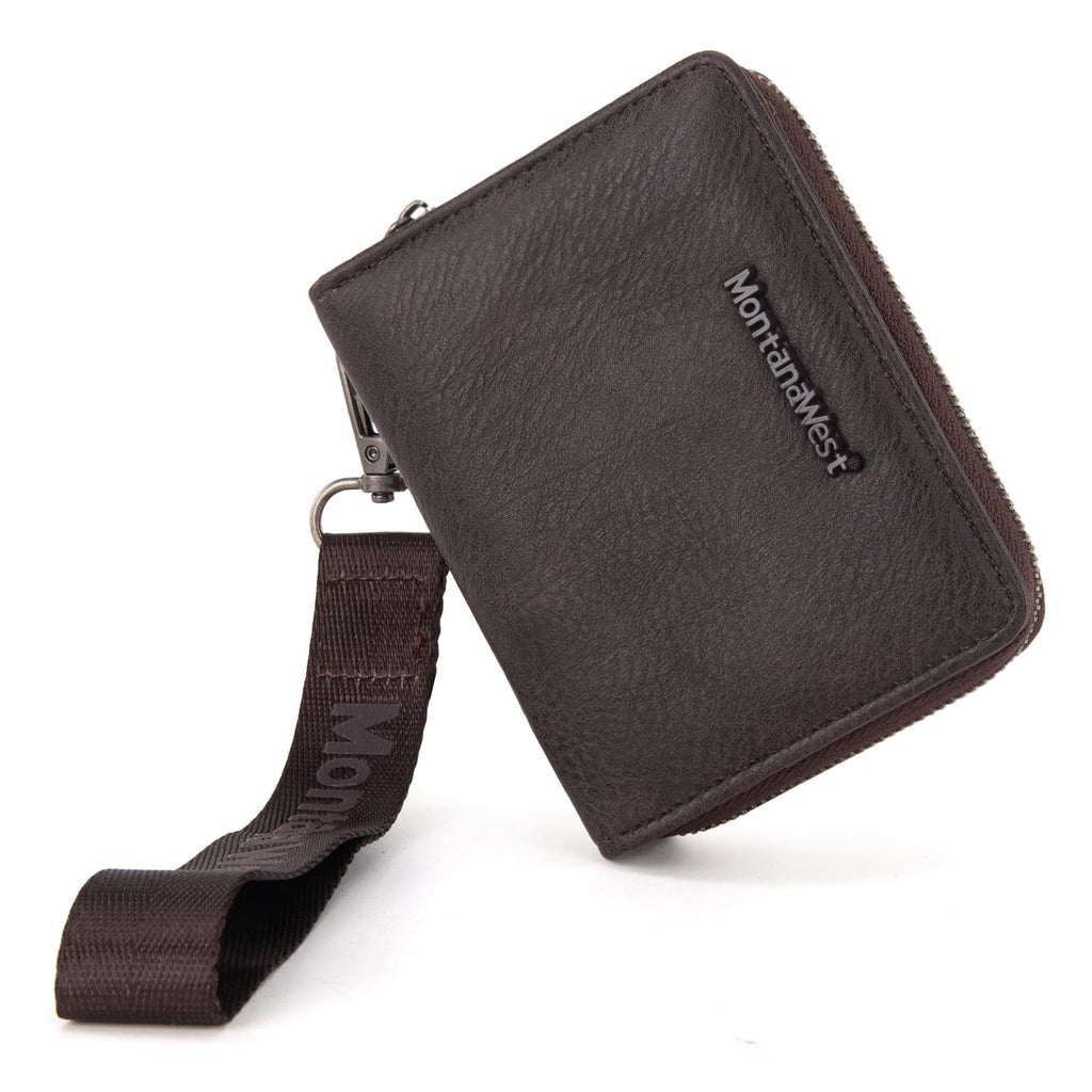 Montana West Small Wallet Coffee RFID Blocking Detachable Wristlet