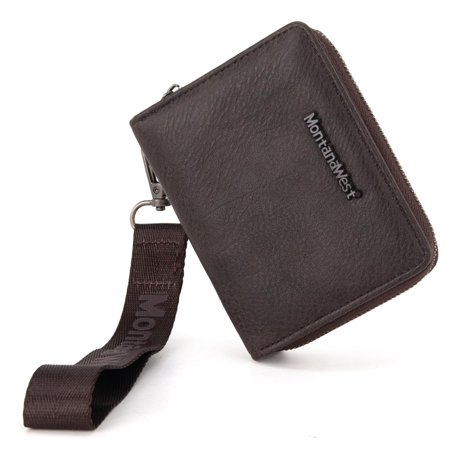 Montana West Small Wallet Coffee RFID Blocking Detachable Wristlet