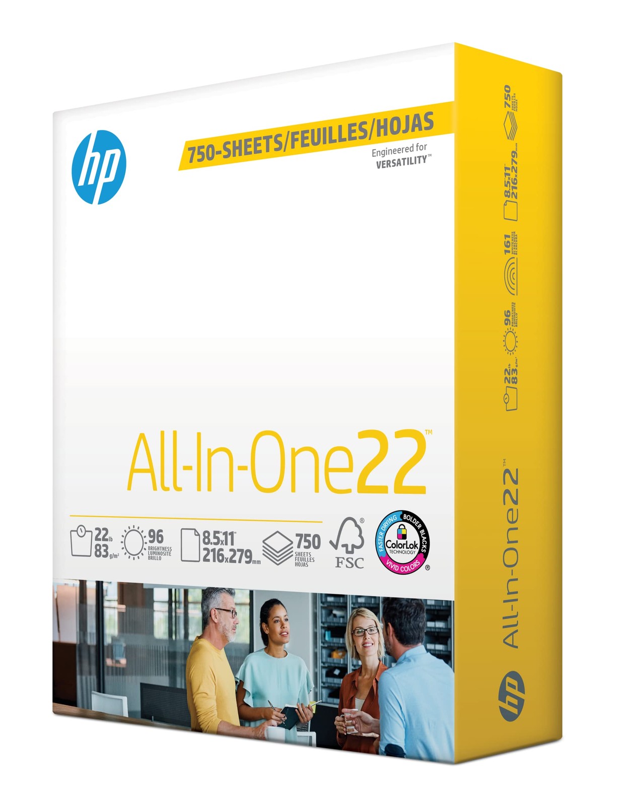 HP 22 lb All In One Paper 8.5x11 Mega Ream 750 Sheets FSC Certified