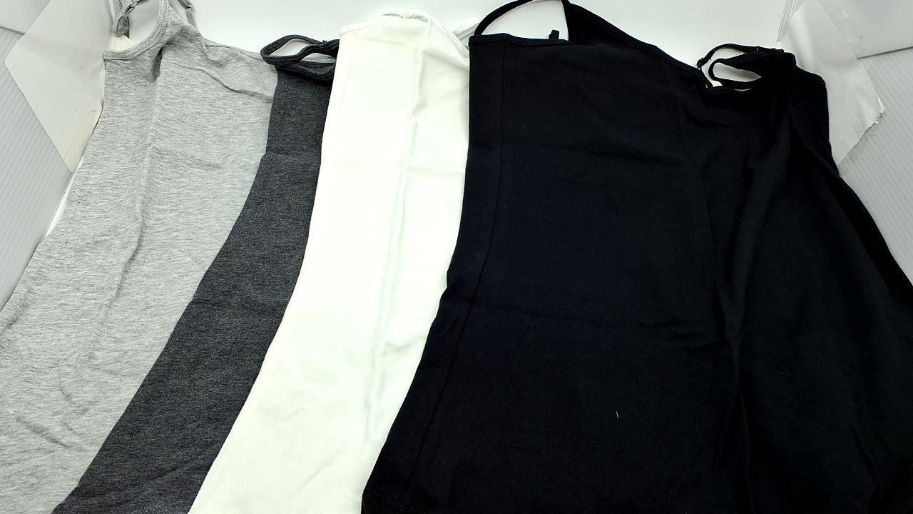 Slim-Fit Camisoles, Women's 4-Pack, Black/Charcoal/Light Grey/White, S
