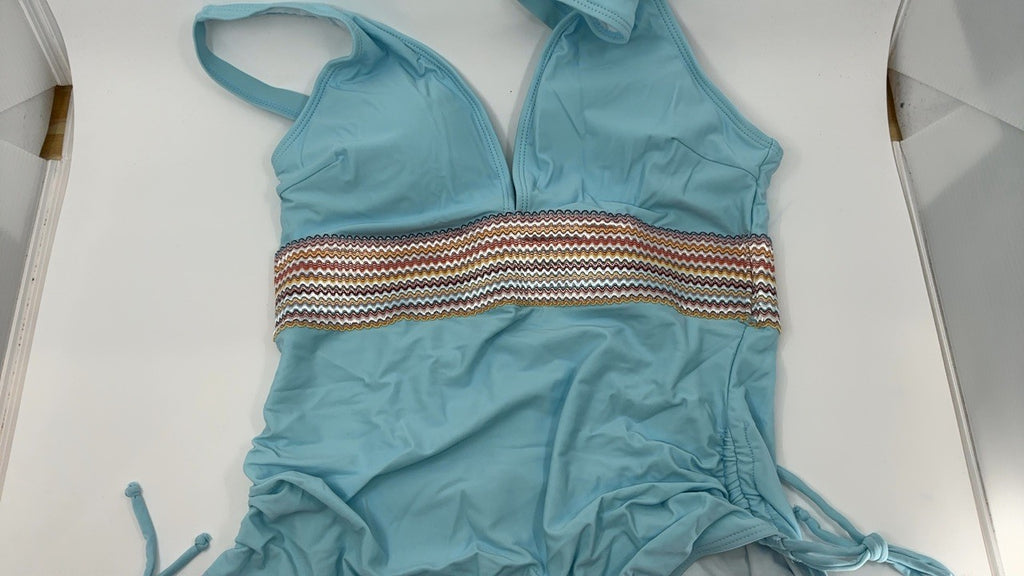Womens One Piece Swimsuit Tummy Control Sky Blue M Color Block