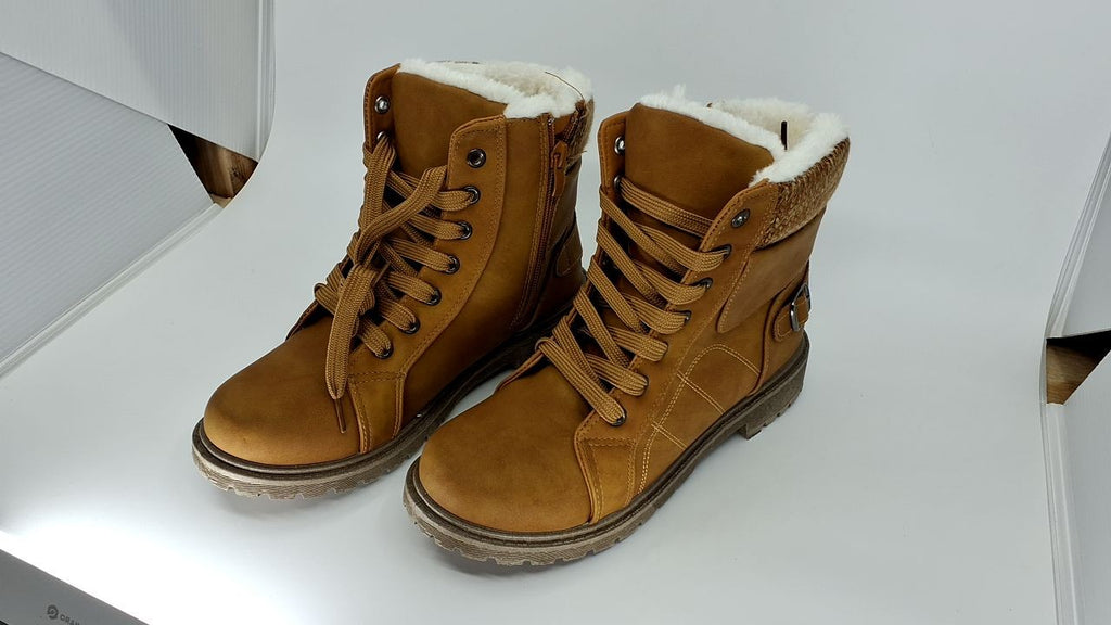 Womens Winter Snow Boots Fur Lined Ankle Boots Brown US7
