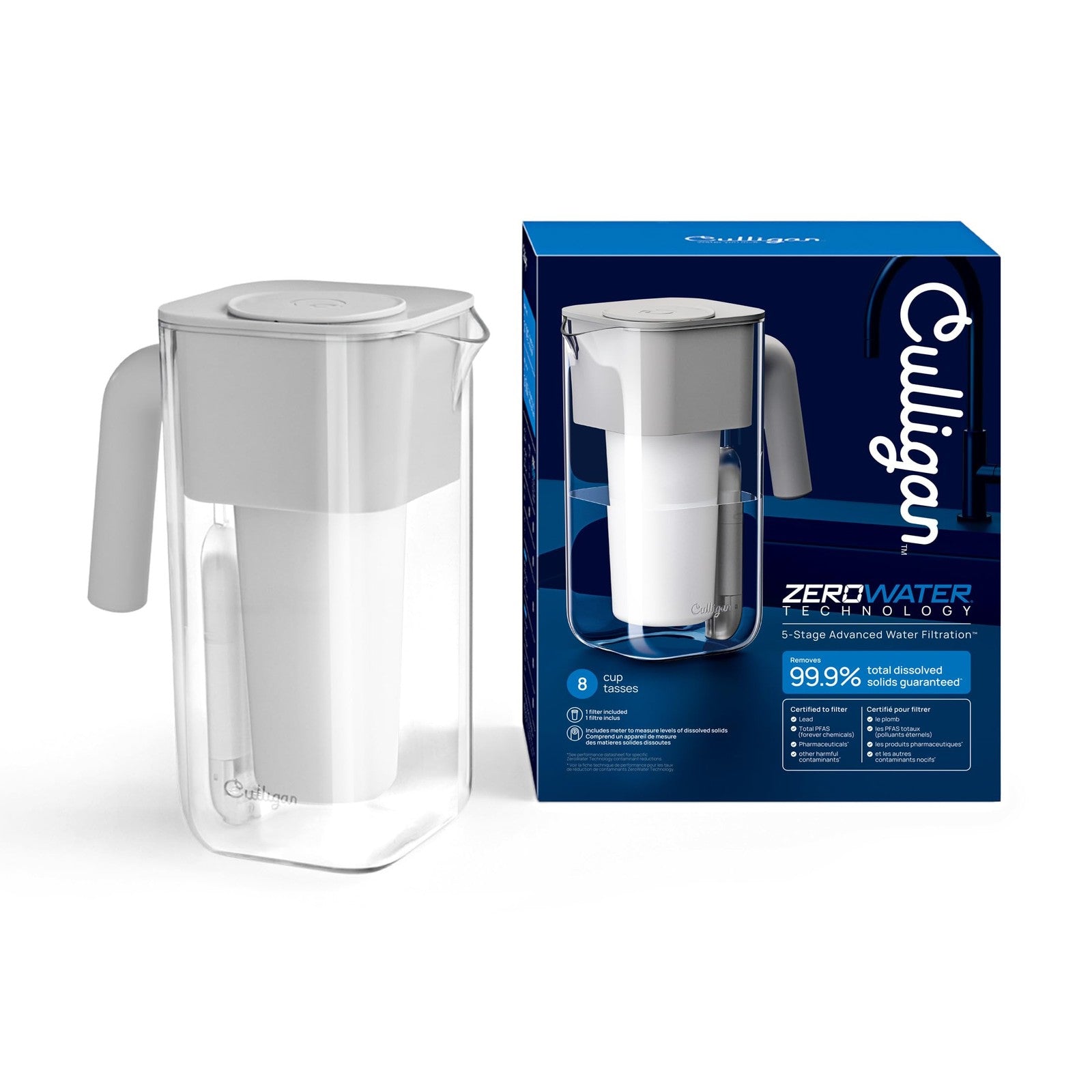 Culligan 8-Cup Water Filter Pitcher w/ 5-Stage Filter, IAPMO Certified