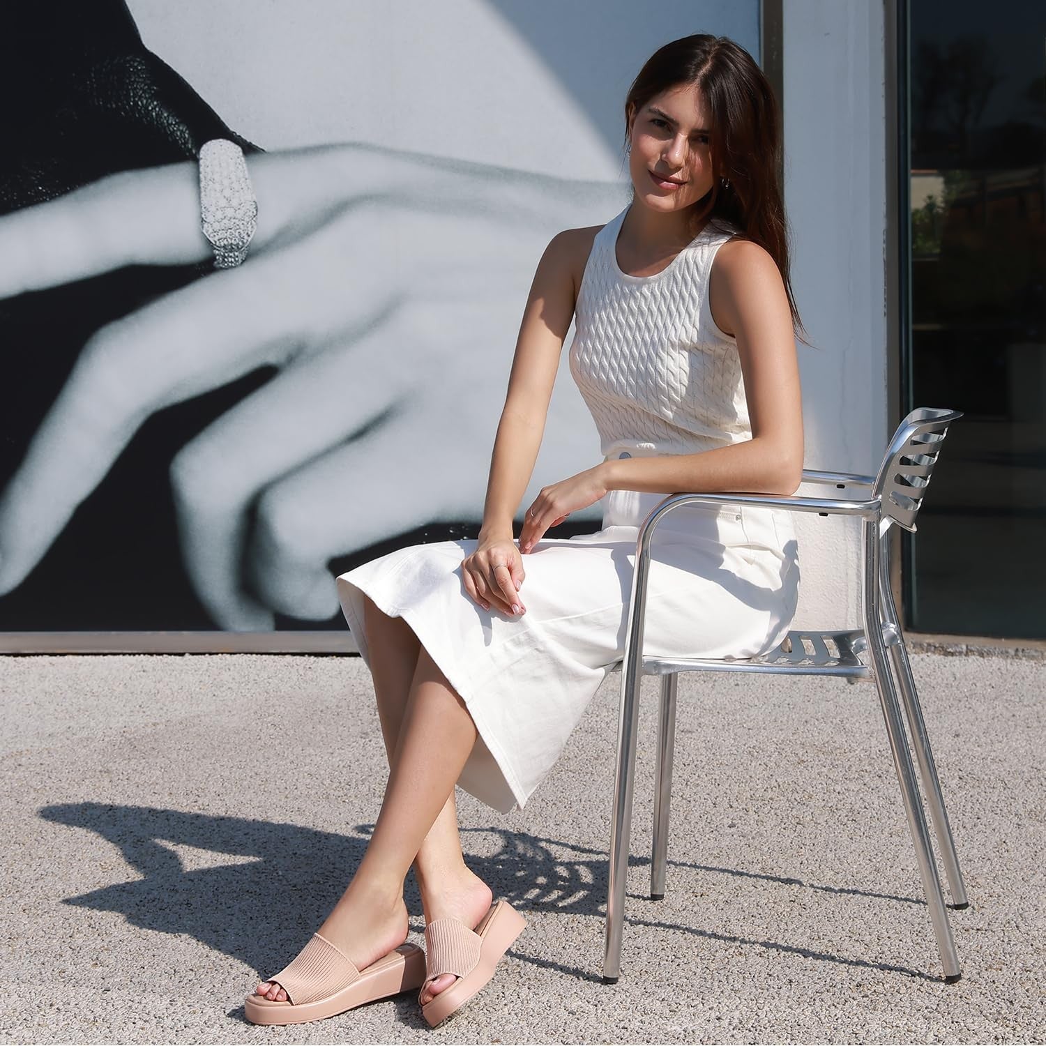 Comfy Pink Platform Slides W/ Soft Foam, Size 6 - Women's Backless Sandals