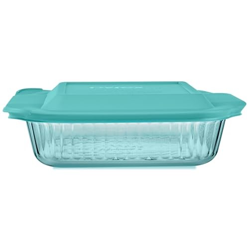 Pyrex 8"x8" Tinted Glass Casserole Pan w/ BPA-Free Lid, Aqua