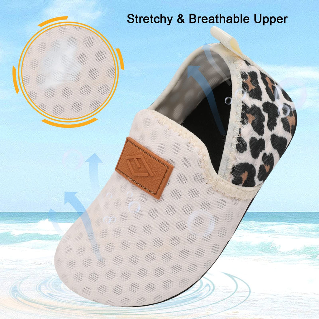 7-8 Toddler Water Shoes Slip On Beige Aqua Socks for Beach & Walking