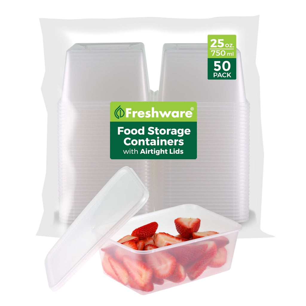 50-Pack 25 oz BPA Free Food Storage Containers w/ Lids - Leakproof & Stackable