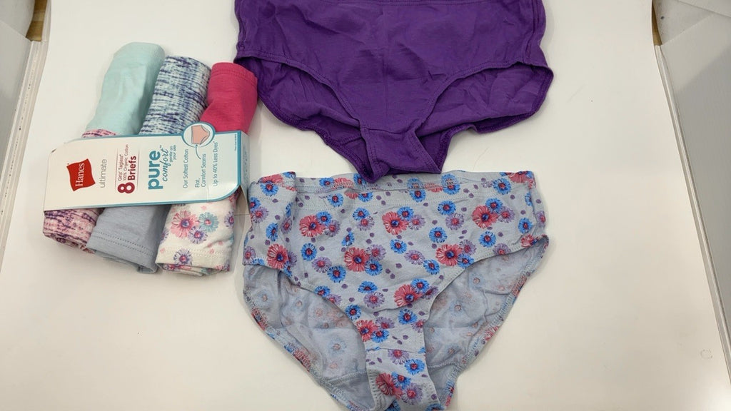 Hanes Girls Ultimate Comfort Underwear Pack, 8 Organic Cotton Briefs, 10 US